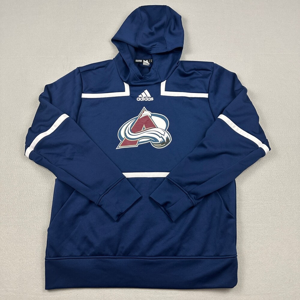 Colorado Avalanche Hoodie Men Large Blue Adidas NHL Hockey Pullover Pockets L